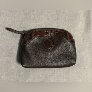 Brighton Brown Leather Cosmetic Bag with Heart Accent